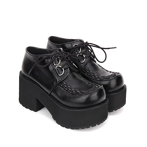 

Women's Lolita Shoes Punk Lolita Wedge Heel Shoes Solid Colored 8 cm Black PU(Polyurethane) Halloween Costumes