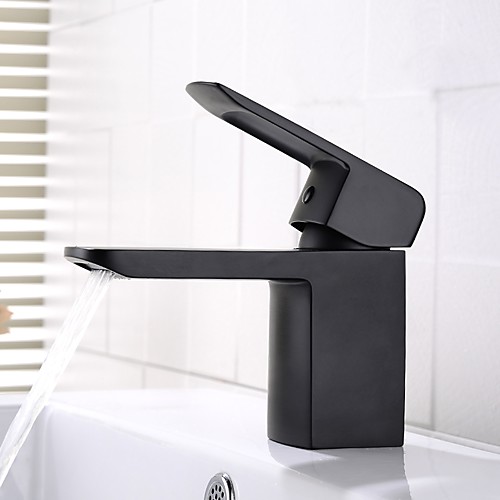 

Bathroom Sink Faucet - Widespread / Design Black Deck Mounted Single Handle One HoleBath Taps