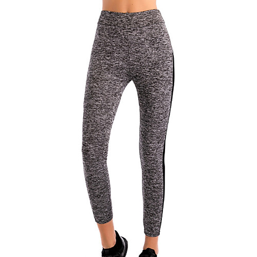 

Women's Daily Sporty Legging Color Block Mesh Mid Waist Gray S M L