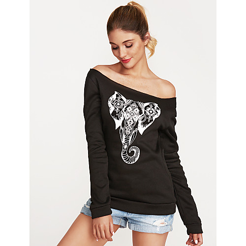 

Women's T shirt Solid Colored Long Sleeve Daily Tops Cotton Black