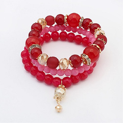 

3pcs Women's Bead Bracelet Stack Cathedral Ladies Vintage Fashion Healing Glass Bracelet Jewelry Red / Blue / Light Blue For Wedding Daily