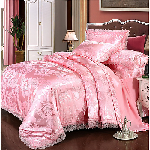 

Duvet Cover Sets Luxury Polyster Jacquard 4 Piece Bedding Sets / 300 / 4pcs (1 Duvet Cover, 1 Flat Sheet, 2 Shams) king