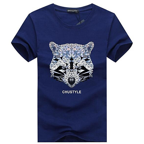

Men's T shirt Animal Short Sleeve Going out Tops Streetwear White Black Red