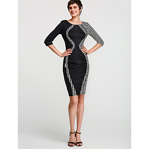 

Women's Bodycon Midi Dress Black Blushing Pink Green Beige Half Sleeve Solid Colored Summer Round Neck Cotton S M L XL XXL 3XL / Plus Size