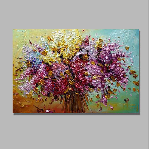 

Oil Painting Hand Painted Horizontal Abstract Floral / Botanical Comtemporary Modern Stretched Canvas