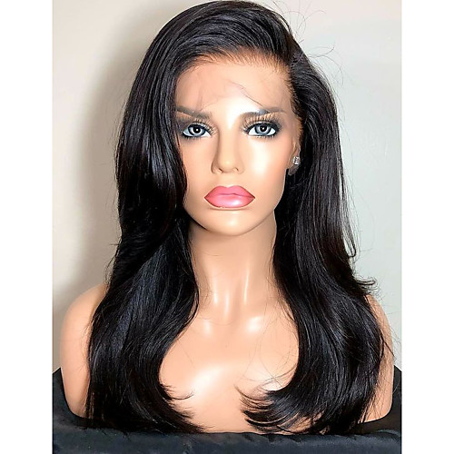 

Remy Human Hair Lace Front Wig Side Part style Brazilian Hair Straight Wig 130% Density with Baby Hair Natural Hairline Bleached Knots Women's Long Human Hair Lace Wig