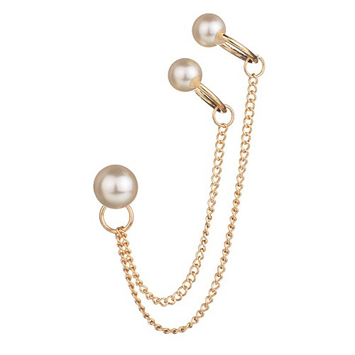 

Women's Clip on Earring Ear Cuff Wave Ladies Vintage Bohemian Imitation Pearl Earrings Jewelry White For Party / Evening Gift 1pc