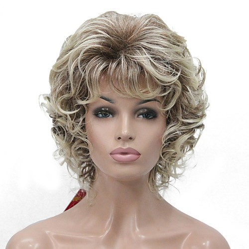 

Synthetic Wig Curly Middle Part Wig Blonde Short Blonde Synthetic Hair Women's Kanekalon Hair Blonde StrongBeauty