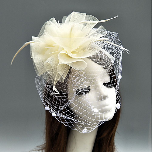 

Feather / Net Kentucky Derby Hat / Fascinators / Hats with Feather / Floral / Flower 1pc Wedding / Special Occasion Headpiece