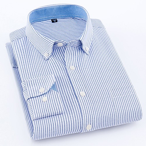 

Men's Shirt Striped Solid Colored Long Sleeve Daily Tops Cotton Business Basic Blue Purple Navy Blue