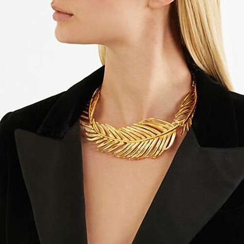 

Women's Choker Necklace Pendant Necklace Chain Necklace Link / Chain Leaf Statement Ladies Simple European Alloy Gold Black Silver 397 cm Necklace Jewelry 1pc For Formal Office & Career