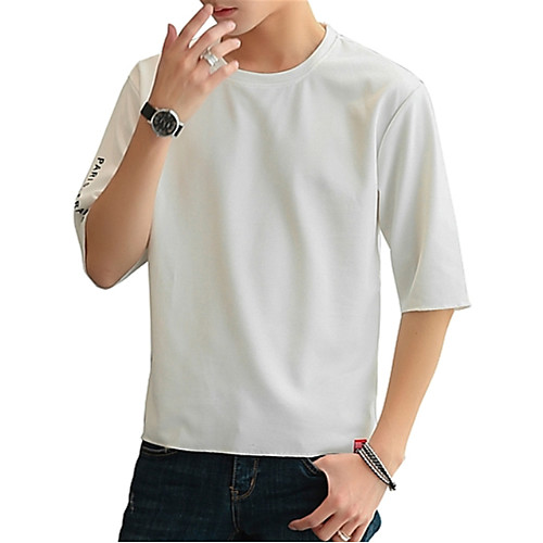 

Men's T shirt Letter Short Sleeve Daily Tops White Black Khaki