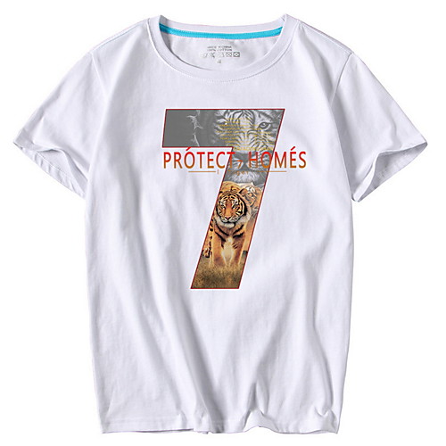 

Men's T shirt Letter Animal Short Sleeve Daily Tops Cotton Active Streetwear White Black Blue