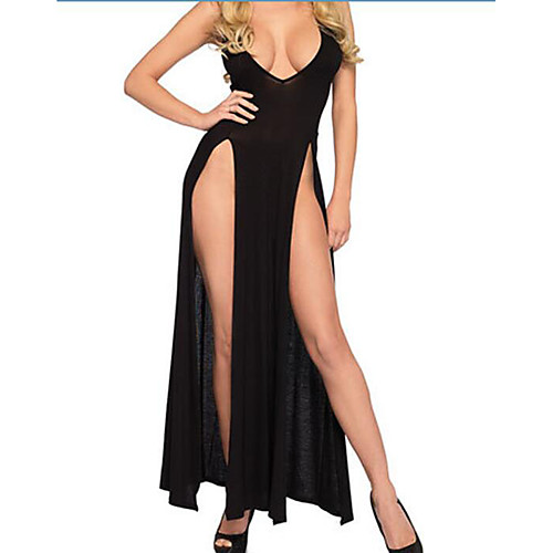 

Women's Backless Sexy Chemises & Gowns Nightwear Solid Colored Black S M L / Strap