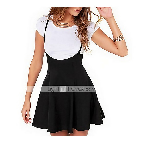 

Women's Daily Going out Basic Skirts Solid Colored Ruched Patchwork Black