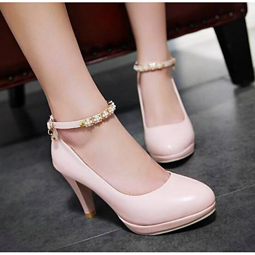 

Women's Heels Glitter Crystal Sequined Jeweled Stiletto Heel PU Comfort / Basic Pump Spring Pink / White / Black / Daily / EU36