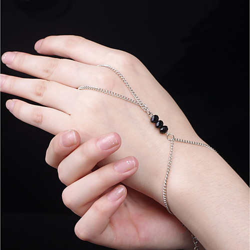 

Women's Crystal Ring Bracelet / Slave bracelet Ladies Simple Vintage Fashion Elegant Alloy Bracelet Jewelry Black For Party Birthday
