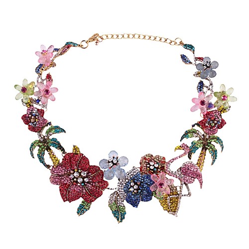 

Women's Crystal Choker Necklace Chain Necklace Sculpture Tree of Life Flower Ladies Luxury Bohemian Fashion Stone Alloy Rainbow 388 cm Necklace Jewelry 1pc For Wedding Engagement