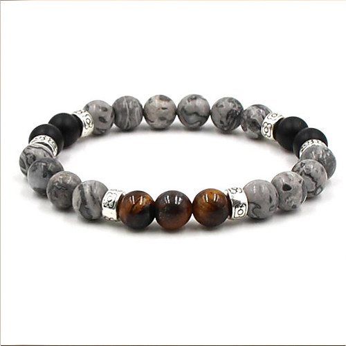 

Men's Agate Hologram Bracelet Casual European Ethnic Agate Bracelet Jewelry Brown / White For Daily Going out