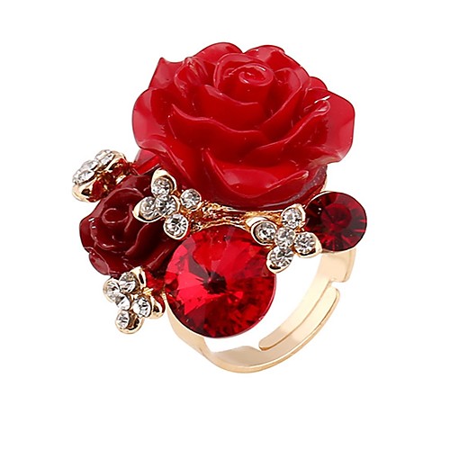 

Women Knuckle Ring Cubic Zirconia Wine White Black Resin Alloy Floral / Botanicals Flower Ladies Vintage Fashion 1pc 8 / Women's / Open Ring