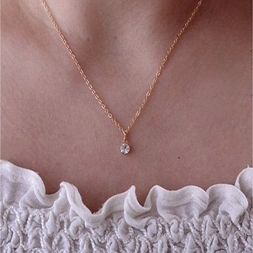 

Women's Crystal Pendant Necklace Chain Necklace Dainty Ladies Classic Elegant Alloy Gold 40 cm Necklace Jewelry 1pc For Daily Office & Career