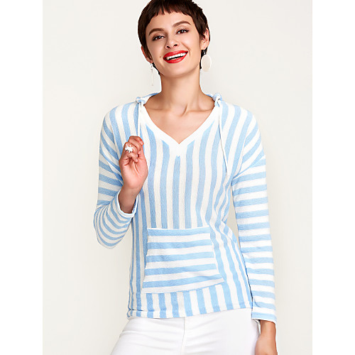 

Women's Polo Striped Basic Long Sleeve Daily Tops Black Blue Khaki