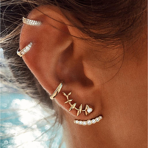 

Women's Stud Earrings Jacket Earrings Helix Earrings cuff Fish Fashion Blinging Earrings Jewelry Gold For Holiday Bar 4pcs