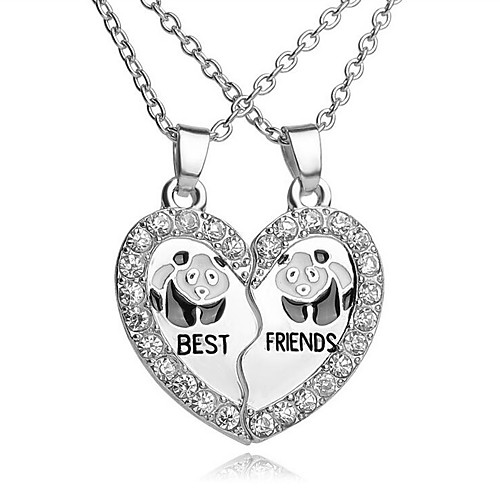 

Women's Cubic Zirconia Pendant Necklace Broken Heart Heart Panda Best Friends Friendship Ladies Simple Casual Fashion Alloy Silver 45 cm Necklace Jewelry 2pcs For Gift Daily