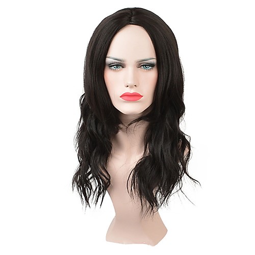 

Synthetic Wig Wavy Middle Part Wig Medium Length Natural Black Synthetic Hair Women's New Middle Part Black