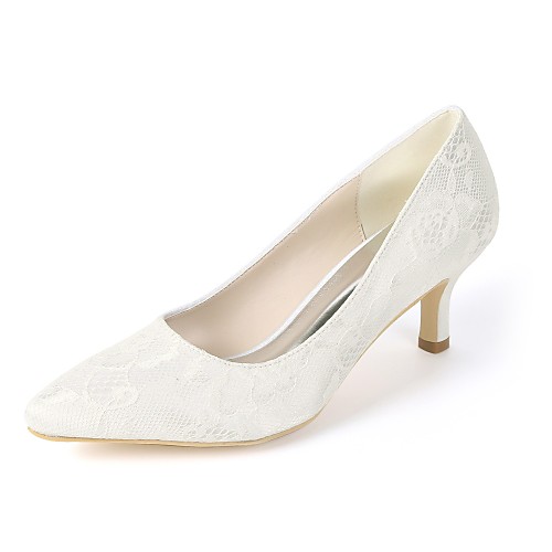 

Women's Wedding Shoes Kitten Heel Pointed Toe Satin Basic Pump Spring & Summer Green / Blue / Ivory / Party & Evening