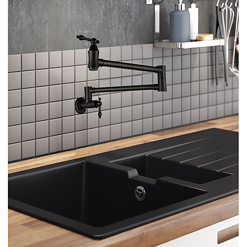 

Kitchen faucet / Bathroom Sink Faucet - Two Handles One Hole Painted Finishes Pot Filler Wall Mounted
