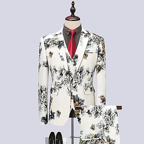 

Tuxedos Tailored Fit Notch Single Breasted One-button Polyester Floral Botanical