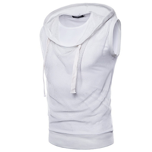 

Men's T shirt Solid Colored Sleeveless Daily Tops Basic White Black