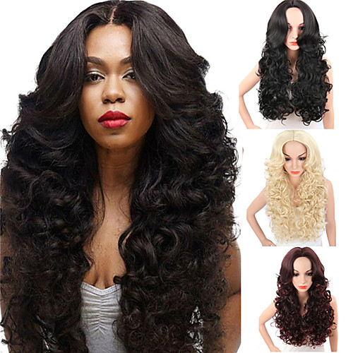 

Synthetic Wig Wavy Kardashian Middle Part Wig Burgundy Long Black#1B Light Blonde Red Synthetic Hair Women's Heat Resistant Synthetic African American Wig Black Burgundy