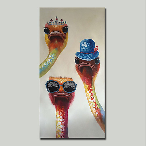 

Mintura Hand Painted Abstract Ostrich Animal Oil Painting On Canvas Modern Wall Art Picture For Home Decoration Ready To Hang