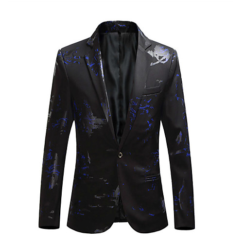 

White / Black / Wine Color Block Cotton / Polyester Men's Suit - Peaked Lapel / Party / Long Sleeve / Plus Size
