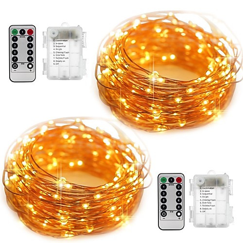 

10m String Lights 100 LEDs SMD 0603 2pcs Warm White White Color-changing Waterproof Party Decorative Batteries Powered