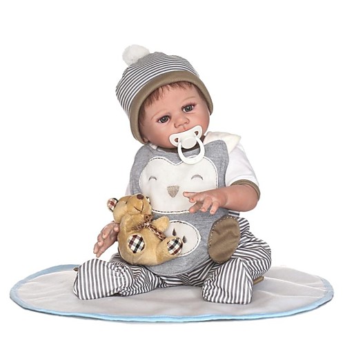 

NPKCOLLECTION 22 inch NPK DOLL Reborn Doll Baby Boy Reborn Baby Doll Gift Cute Artificial Implantation Brown Eyes Full Body Silicone Silica Gel Vinyl with Clothes and Accessories for Girls' Birthday