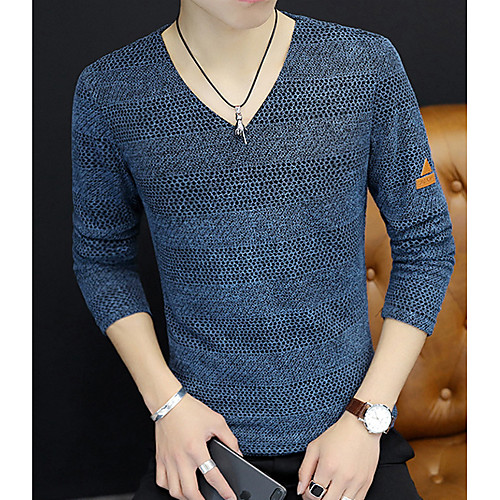 

Men's T shirt Solid Colored Long Sleeve Daily Tops Basic Black Blue Wine