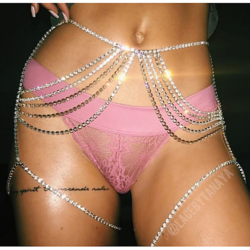 

Body Chain Leg Chain Ladies Stylish Hyperbole Women's Body Jewelry For Club Bikini Layered Rhinestone Alloy Gold Silver