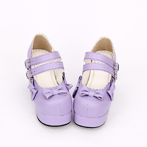 

Women's Lolita Shoes Sweet Lolita Classic Lolita Princess Lolita Chunky Heel Shoes Solid Colored Bowknot 7.5 cm Purple PU(Polyurethane) Halloween Costumes