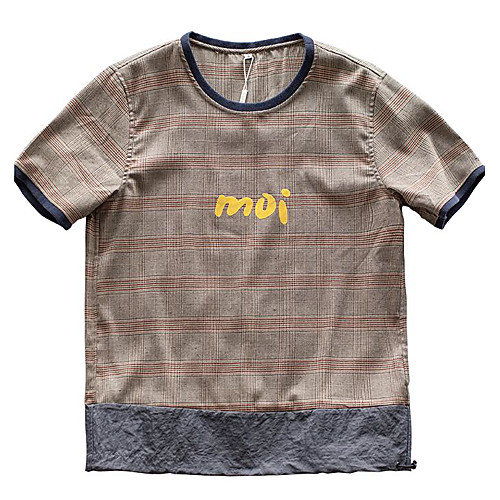 

Men's T shirt Geometric Short Sleeve Daily Tops Brown