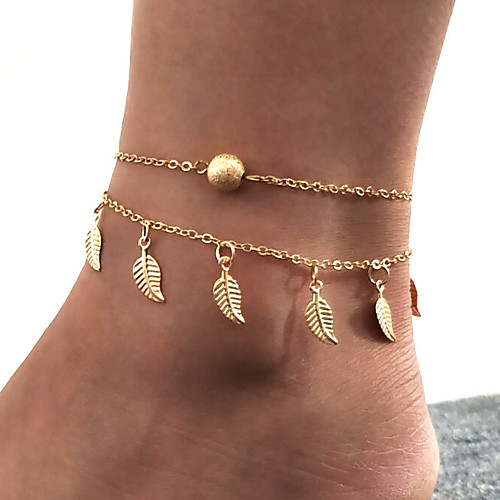 

Ankle Bracelet feet jewelry Dainty Ladies Simple Women's Body Jewelry For Gift Holiday Layered Double Alloy Leaf Cheap Gold Silver 1pc