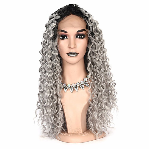 

Synthetic Lace Front Wig Curly Bob Pixie Cut Lace Front Wig Ombre Long Grey Synthetic Hair Women's Party Synthetic Ombre Hair Gray Ombre / African American Wig / For Black Women