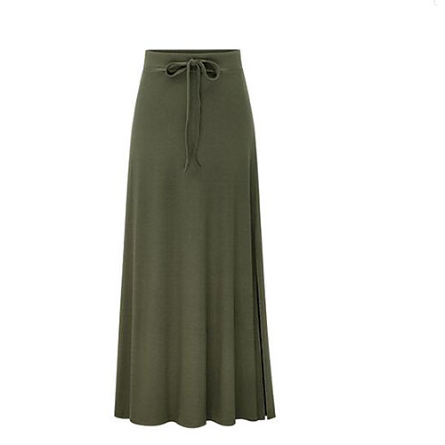 

Women's Daily Maxi A Line Skirts - Solid Colored High Waist Black Army Green Blue M L XL
