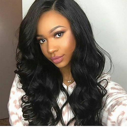 

Virgin Human Hair Glueless Lace Front Wig Free Part Kardashian style Brazilian Hair Natural Wave Black Brown Wig 130% 150% 180% Density Free Shipping with Baby Hair Natural Hairline Pre-Plucked