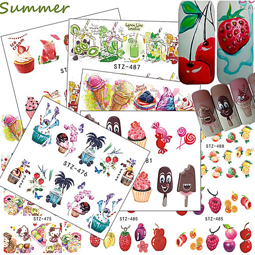 

18 pcs Full Nail Stickers nail art Manicure Pedicure Colorful Nail Decals Wedding / Party / Dailywear