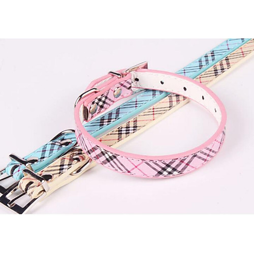 

Dog Cat Collar Portable Adjustable / Retractable Folding Plaid / Check Stripes PU Leather / Polyurethane Leather Husky Dalmatian Pomeranian Blue Pink