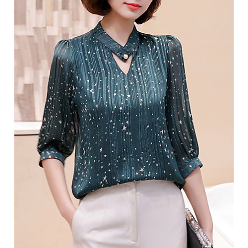 

Women's Blouse Floral 3/4 Length Sleeve Daily Tops White Black Wine