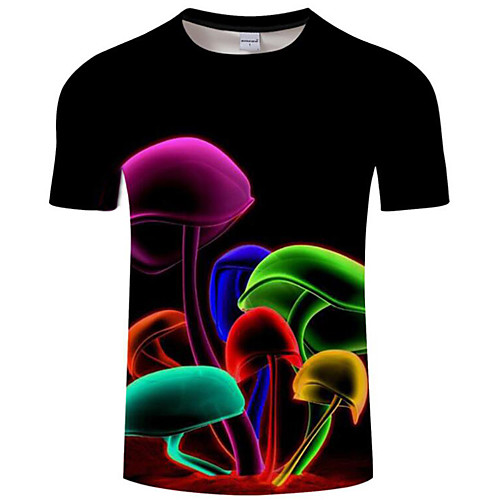 

Men's Plus Size 3D Graphic Print T-shirt Basic Exaggerated Daily Club Round Neck Black / Summer / Short Sleeve